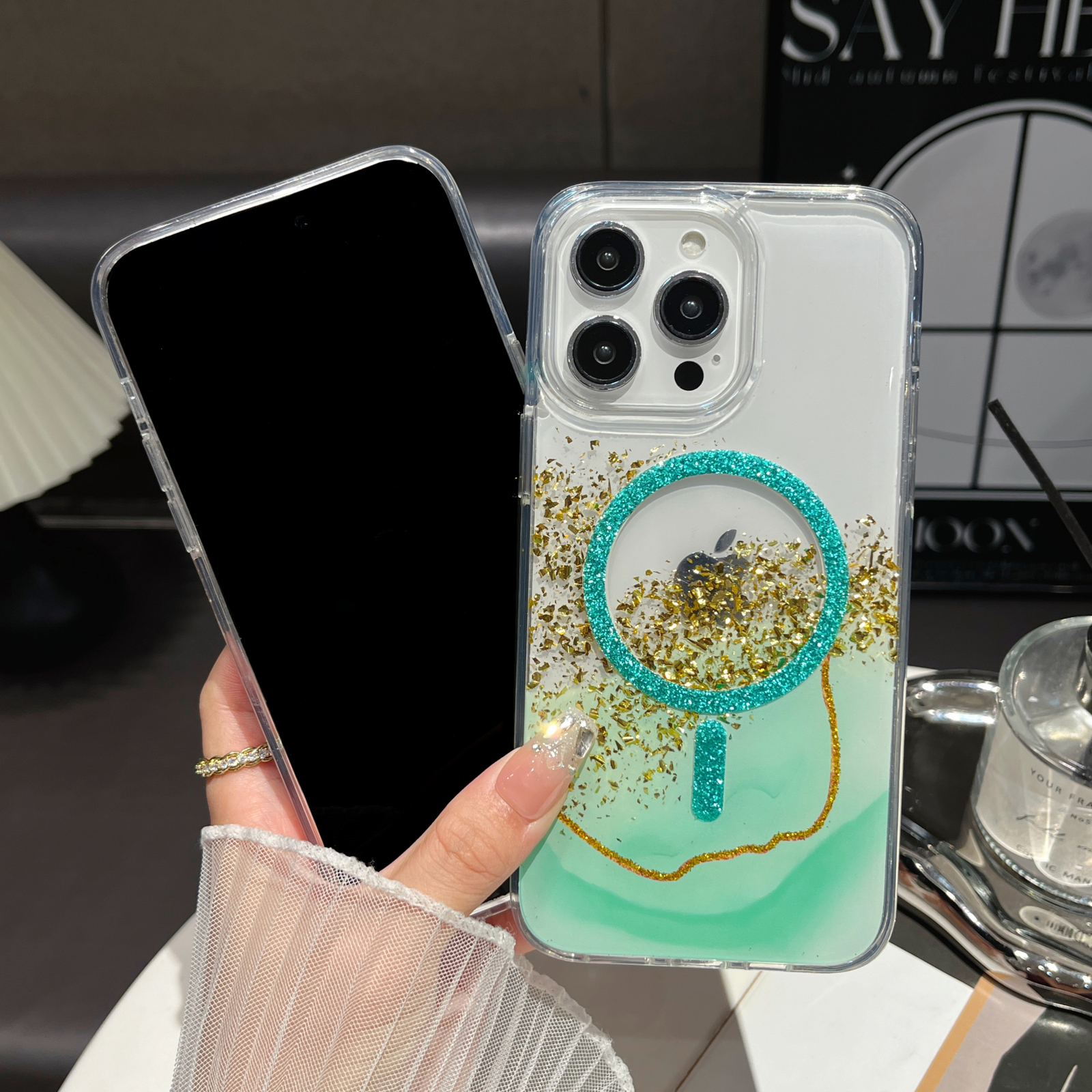For iPhone 16 Pro Max 15 14 Mag Safe Anti-Scratch Bling