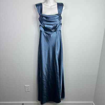 Birdy Grey Dress Women's Medium Blue Sleeveless Cowl Neck Wedding Bridesmaid