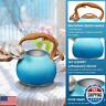 GGC Tea Kettle for Stove Top, 3.1QT/3L Whistling Tea Kettles for Boiling Water Coffee or Milk, Gradient Blue Tea Pot with Wood Parttern Handle, Stainless Steel Tea Pots for Home and Kitchen
