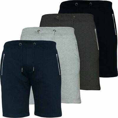 Mens Plain Fleece Shorts Gym Running Jogger Elasticated