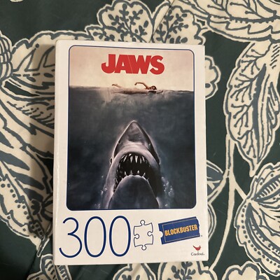 Jaws (18X24'', 300 Pc. Puzzle) horror, jigsaw, retro, vhs, Blockbuster Video, NIP