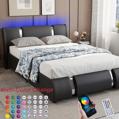 Upholstered Bed With Adjustable Headboard