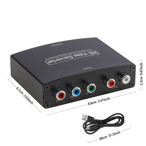 YPbPr Component to HDMI Converter Stereo Audio Video L/R 5RCA RGB Adapter 1080P