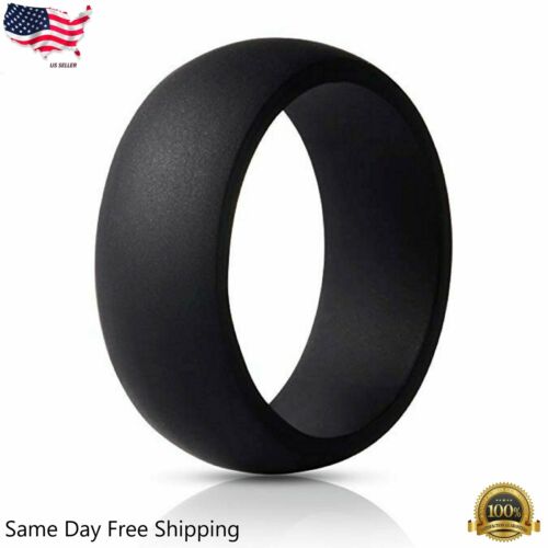 Flexible Silicone Wedding Engagement Ring For Men Black Rubber Band