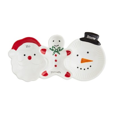 Mud Pie Christmas Circa Triple Tidbit Tray 5 1/2" x 11 1/2"