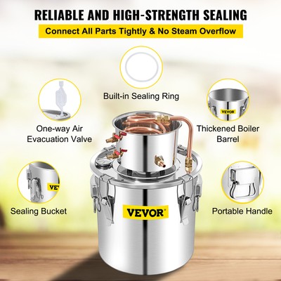 VEVOR 13.2Gal Alcohol Distiller Water Wine Distiller Brewing Kit w/ Water Pump