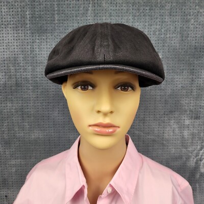 Brixton Brood Snap Newsboy Cap Tweed Herringbone Black Driving Hat