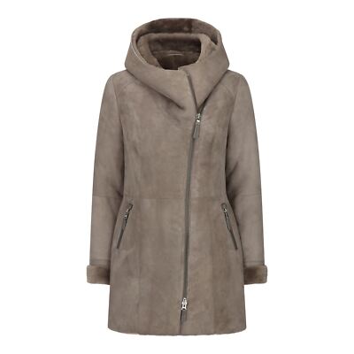 TRUCLOTHING WOMEN'S SHEEPSKIN BEIGE TOSCANA SUEDE HOOD COAT | INFINITY