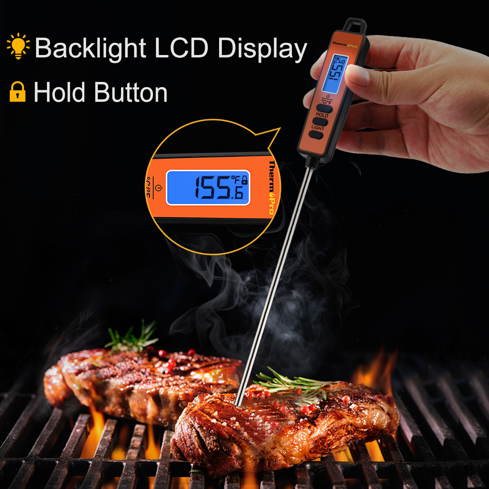 ThermoPro TP01A Digital Food Thermometer For Grilling BBQ Smoker Kitchen Cooking
