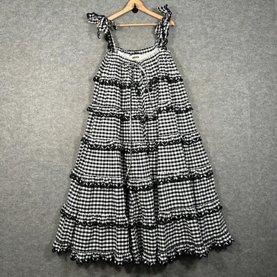 innika choo gingham scallop frill iva dress light blue w flower embroidery 126022161610