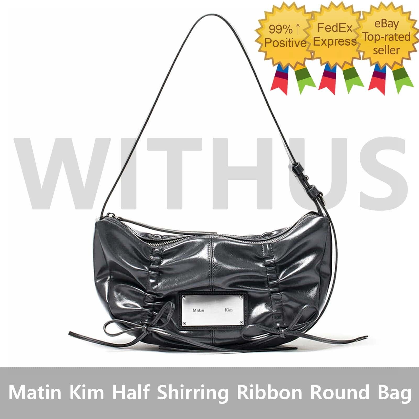 Matin Kim Half Shirring Ribbon Round Bag Charcoal Women's Matin Kim Half Shirring Ribbon Round Bag Charcoal Women's