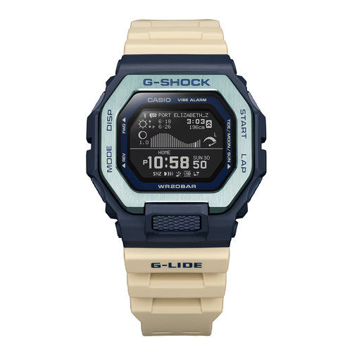 Pre-owned Casio G-shock Gbx100tt-2 Move G-lide Wave Monochrome Beige