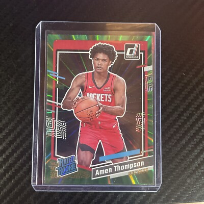 2023-24 Panini Donruss - Rated Rookie Holo Green Laser #206 Amen Thompson (RC)