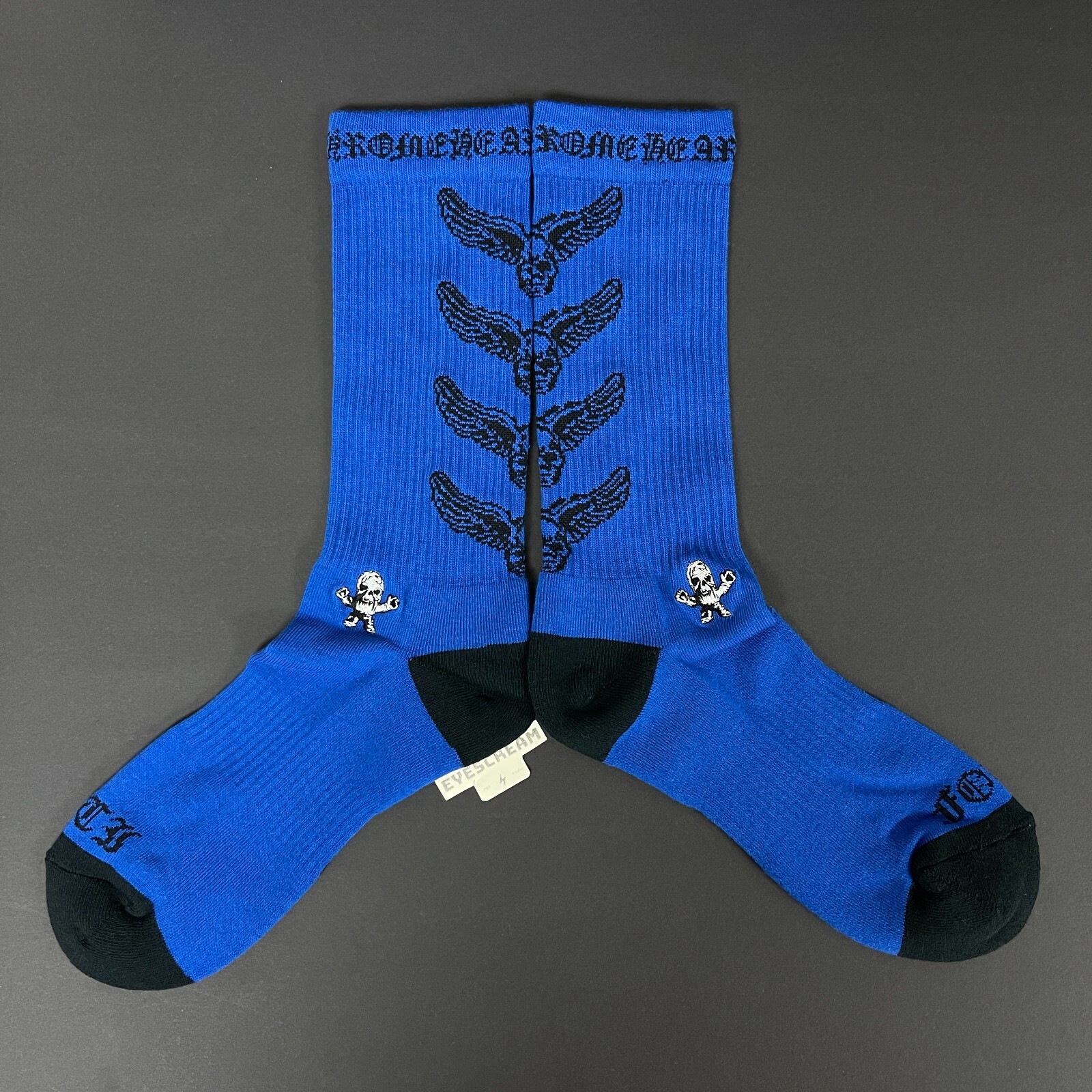 DS Auth Chrome Hearts x FOTI CH logo Crew Blue socks L 1 DS Auth Chrome Hearts x FOTI CH logo Crew Blue socks L 1