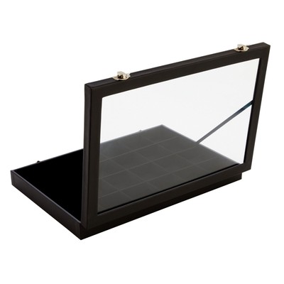 Black Jewelry Display Tray with Velvet Lining for Rings, Stones, 14 x 9.5 x 2 In