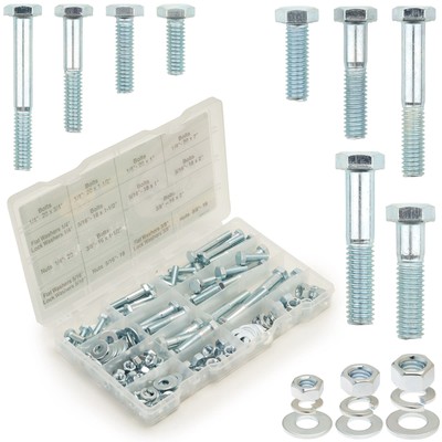 High Quality Heavy Duty Nut & Bolt Assortment Kit, 172 Pieces, Includes 9 Most