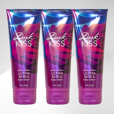 3 PACK! BATH & BODY WORKS DARK KISS ULTRA SHEA BODY CREAM LOTION 24 HR MOISTURE