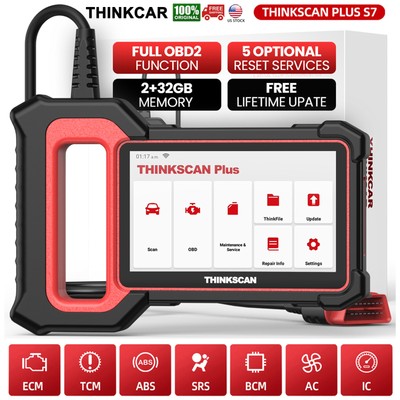 2024 Thinkscan Plus S7 OBD2 Scanner Auto Diagnostic Tool ABS SRS BCM IC AC USA
