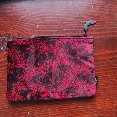 Ipsy Glam Bag October 2023 Velvet Red & Black Halloween Goth Bat Makeup Bag Only