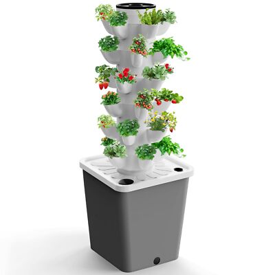 25-30 Pods Hydroponic Tower Hydroponics Growing System Kit with Pump Water Tank