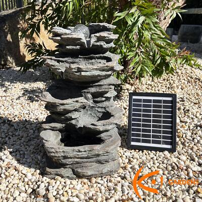 Koi Garden Solar Water Fountain 4 Tiers Bird Bath With LED Light + Ball 40cm