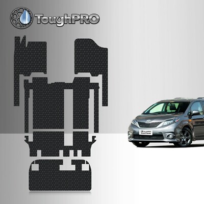 ToughPRO Floor Mats Full Set Black For Toyota Sienna 8 Seater 2011-2020