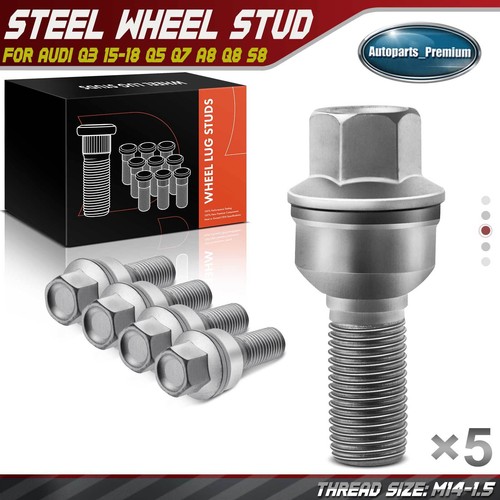 5x M14x1.5 Wheel Lug Nut Stud Bolt for Audi Q3 Quattro 15-18