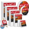 14 Packs Stretched Canvases for Painting, Multi Pack 11x14, 9.44x12, 8x10, 5x7, 4x4, Round Canvas with 8x8,10x10(2 of Each), Blank Primed Canvas, for Oil Paint, Acrylic Paint, for Beginners, Artists.