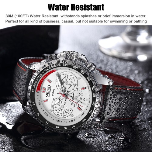 MEGIR Waterproof Men's Stainless Steel Analog Sports Quartz Military Wrist Watch