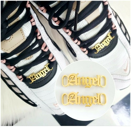 Angel Set Gold Plated Sneaker Laces ShoeTag  Charm Glam Custom Fashion Jewelry