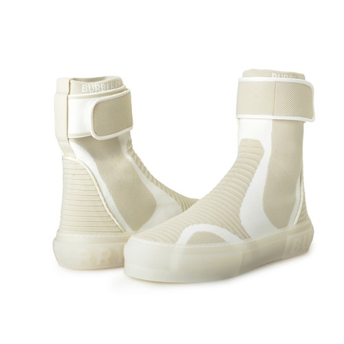 Pre-owned Burberry Men's "sub" High Top Knit Vanilla Beige Sneakers Shoes Boots Us 7 It 40