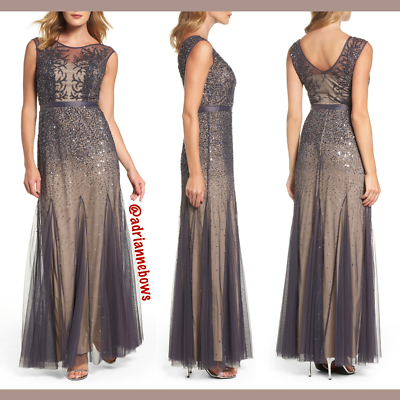 Beaded illusion gown adrianna cheap papell