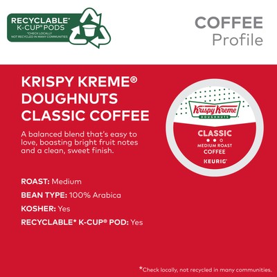 Krispy Kreme Classic Coffee, Keurig K-Cup Pods, Medium Roast, 24 Count