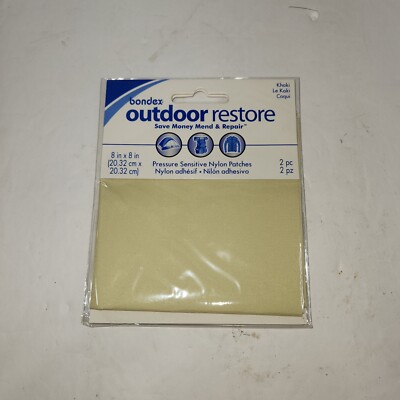 Bondex Khaki Outdoor Restore Nylon Waterproof Patches, 8'' x 8'', 2 Sets of 2
