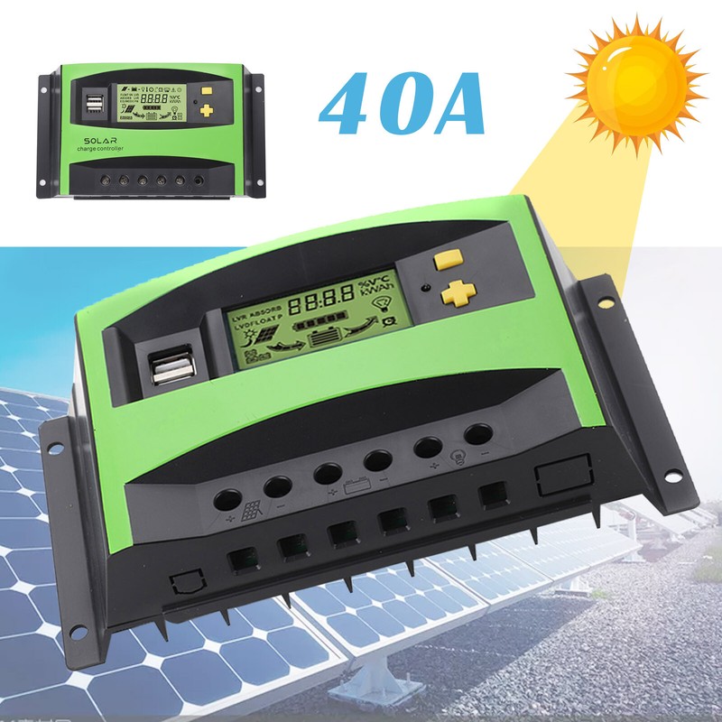 40A Solar Laderegler PWM Solar Panel Controller Regulator 12V/24V Mit USB