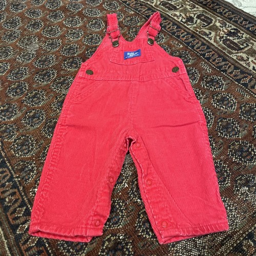 Vintage OshKosh B'Gosh Overalls 12M Red Corduroy USA Baby