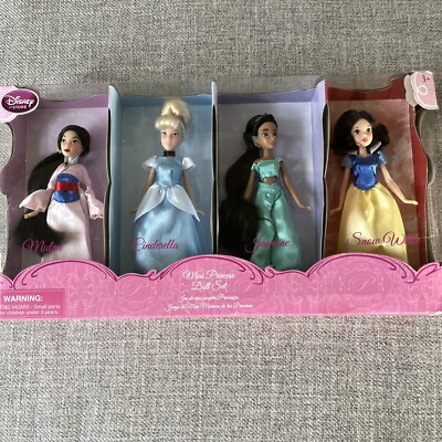 NRFB Disney Mini  Doll Set w/ Mulan Cinderella Jasmine & Snow White NEW