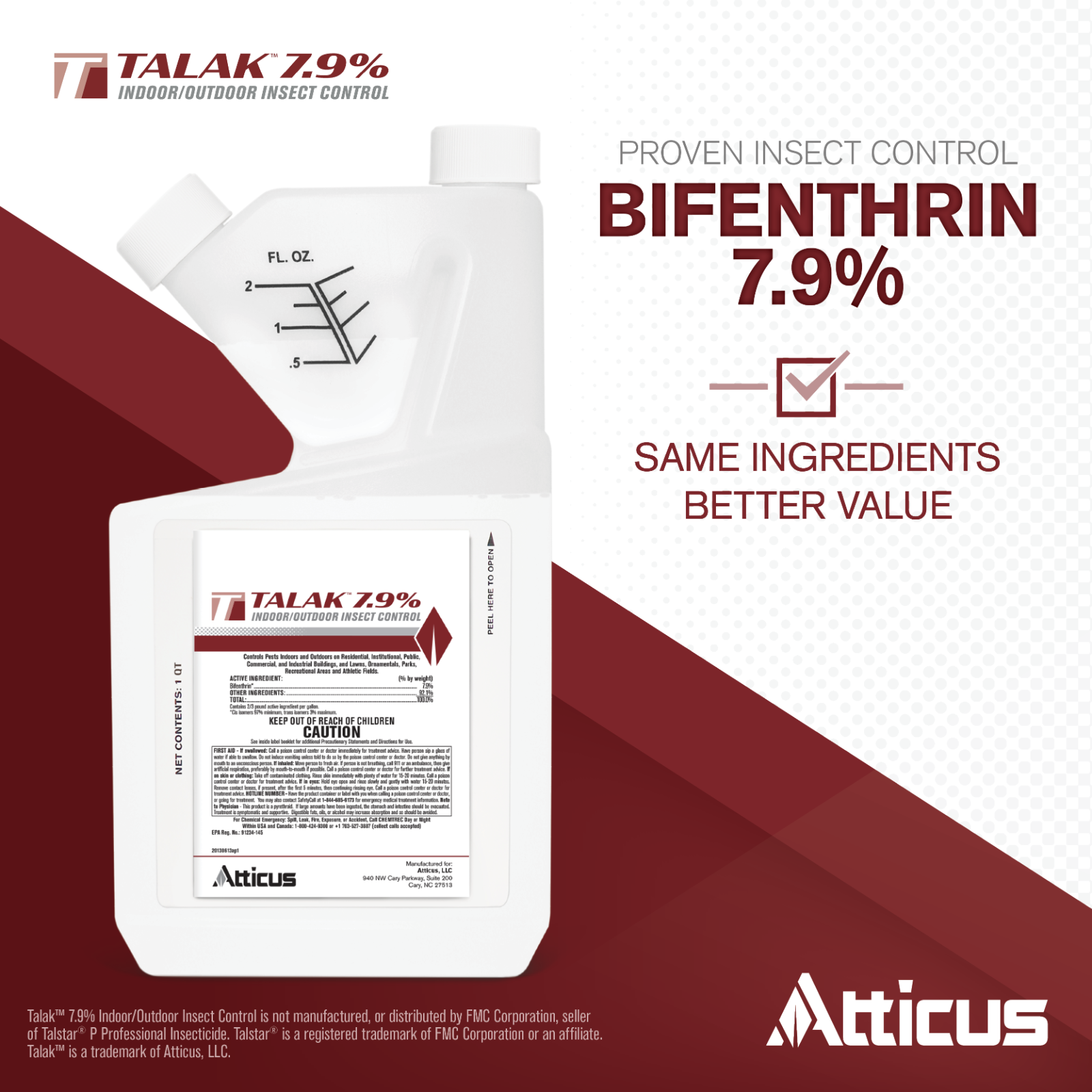 Talak 7.9% Indoor/Outdoor Insect Control - Bifenthrin Concentrate (1 QT)