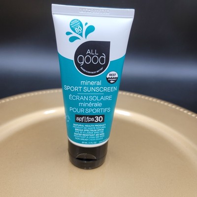 All Good Mineral Sunscreen SPF 30 Sport Reef Friendly Sun Protection Exp 03/2026