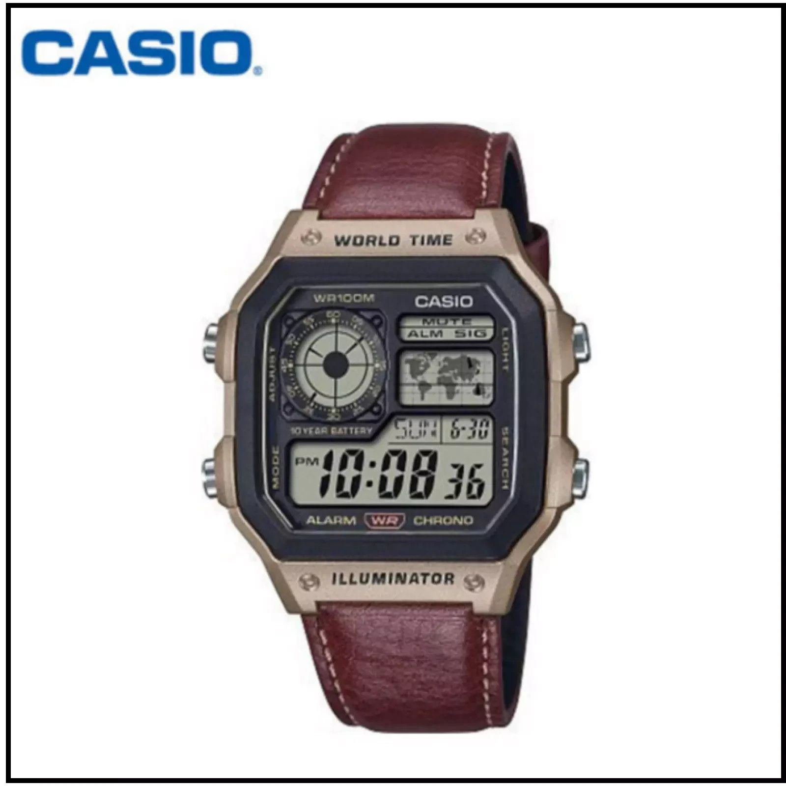 【CASIO】 カシオ AE-1200WHL-5A 　新品未使用 Casio AE-1200WHL-5A Digital Leather Strap Men's Watch / FAST