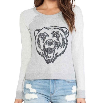 Free People Bear Jess' French Terry Big Bad Varsity Sweatshirt Sweater Gray