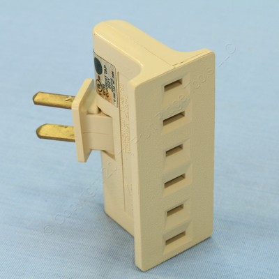 Cooper Ivory Triplex Swivel Receptacle Outlet Adapter Non-Grounding 15A 1792V