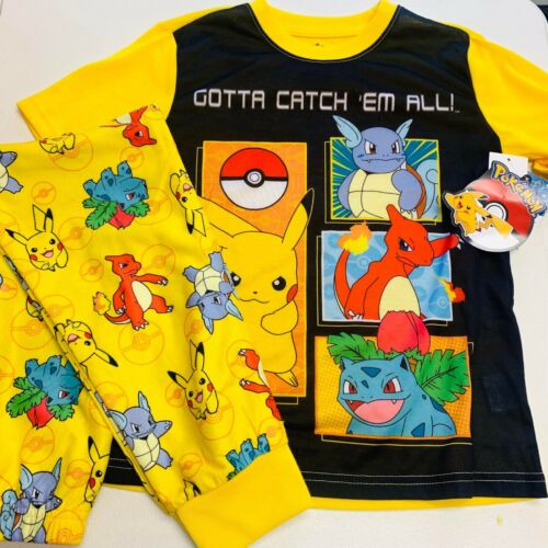 Boys Pokemon Pajamas Small Medium 6 7 8 Pikachu Charmeleon Shirt Pants Set