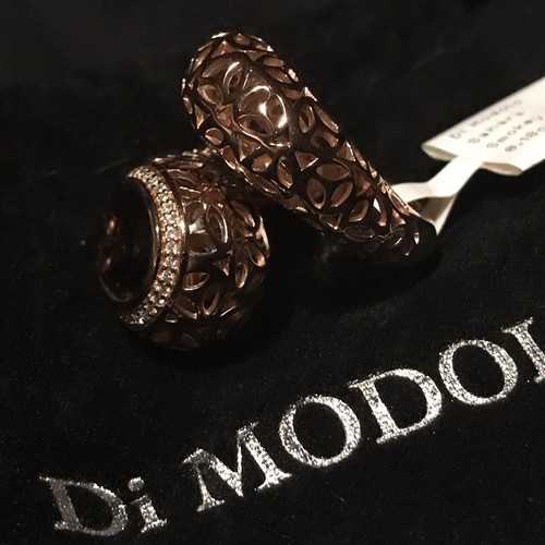 Pre-owned Di Modolo $895  Sz 6.5 Diamonds Smoky Quartz 18k 925 St Silver Sahara Ring In Yellow