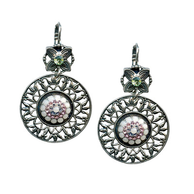 Mariana Earrings Boho Gypsy Chalk White, Lt Rose, Tanzanite, & Peridot Austri...