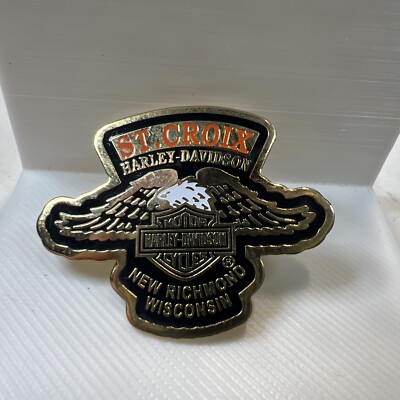 St. Croix Harley Davidson New Richmond Wisconsin Eagle Motorcycle Pin Pinback 