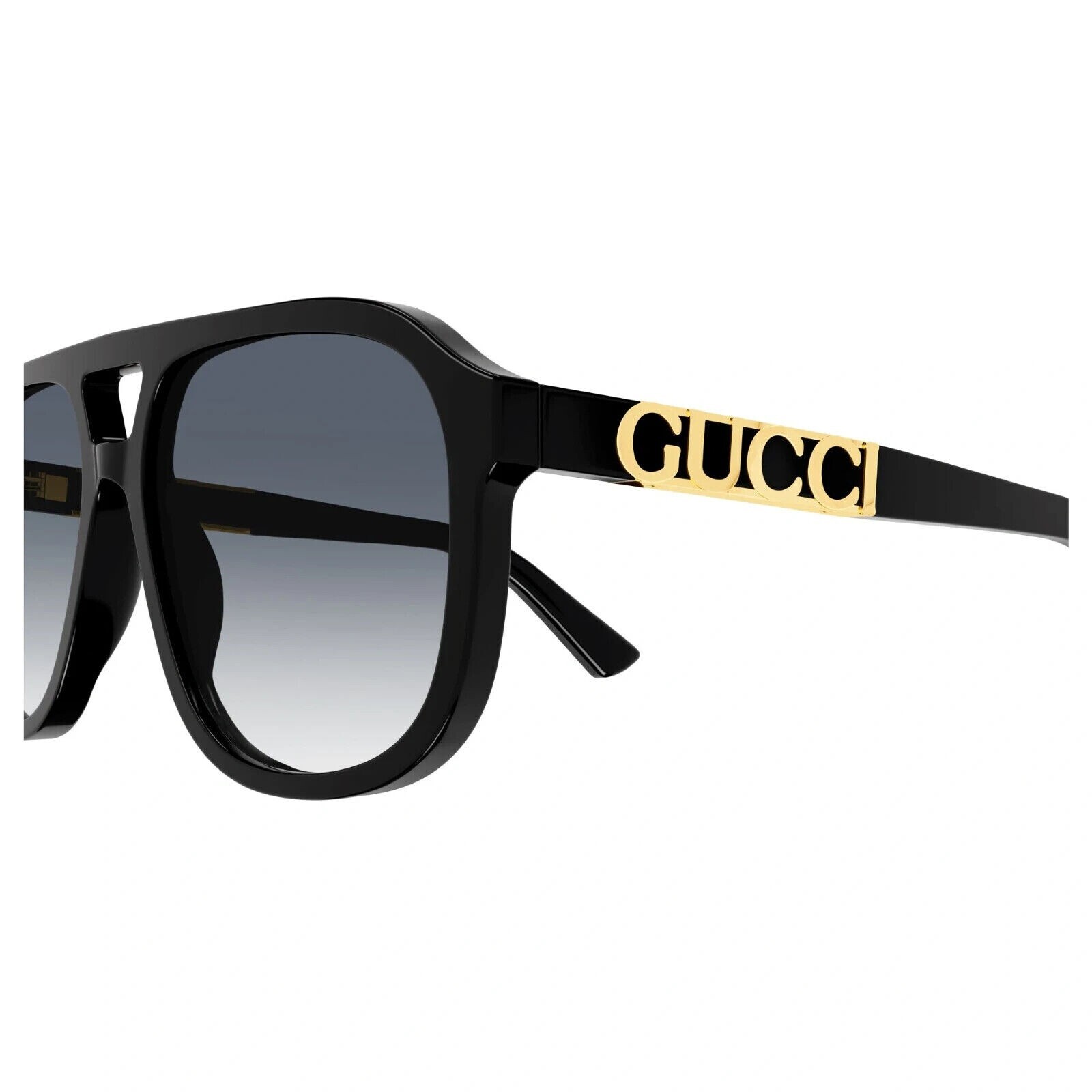 Pre-owned Gucci Gg 1188s 002 Black Gold Grey Lens Oversized Sunglasses 57mm In Gray