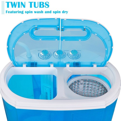 Portable Washing Machine Mini Twin Tub with Washer & Spinner Gravity Drain Pump