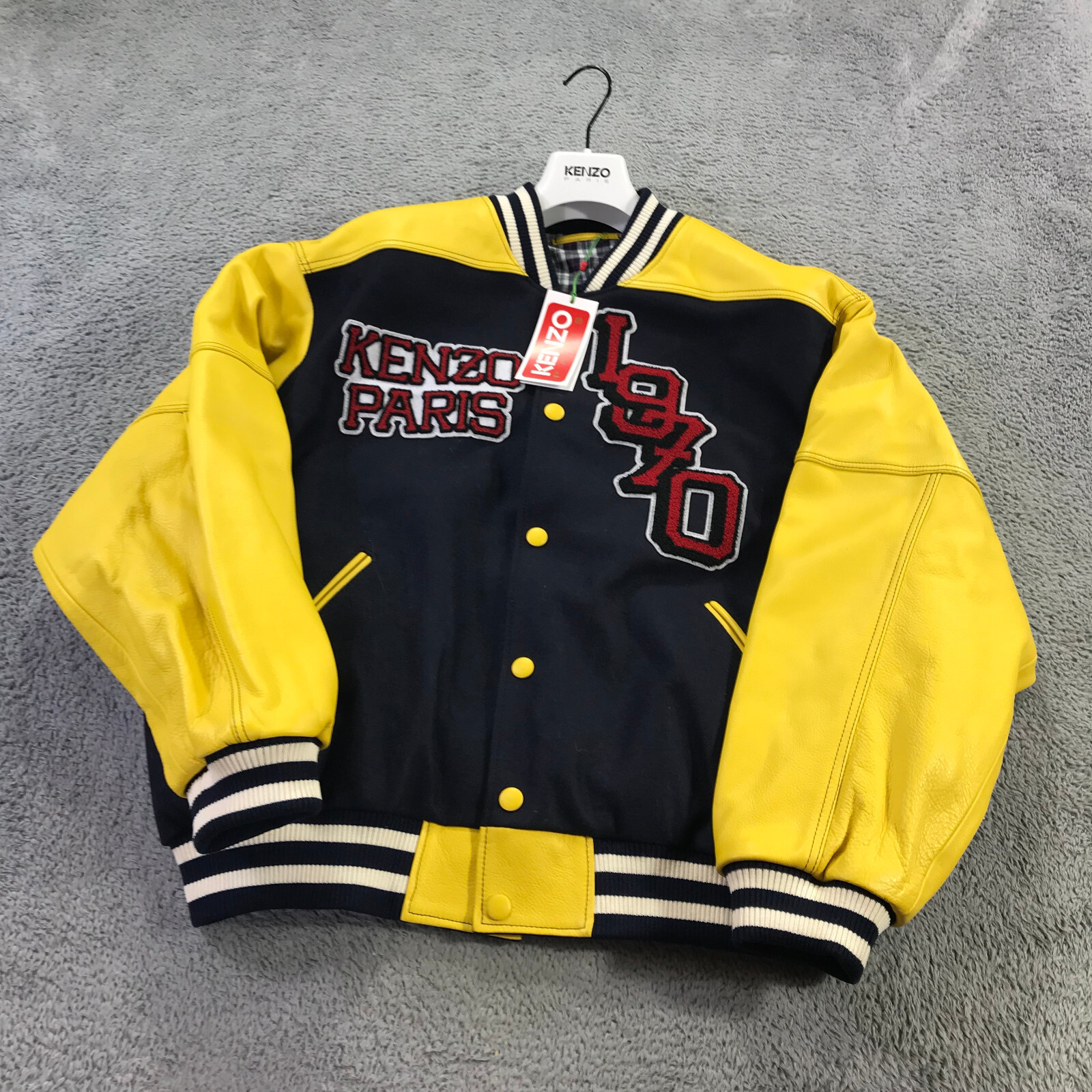 KENZO ケンゾー22AW VARSITY BOMBER JACKET L Kenzo Jacket Mens Large Bomber Jacket Leather Tiger Varsity