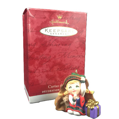 Hallmark Ornament Curius the Elf hiding Away in Santa's Bag VTG 2001 Keepsake
